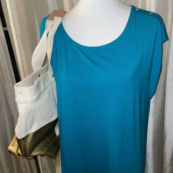 New! C&C California Shoulder Button Teal T Shirt Dress Size XL✨🏝